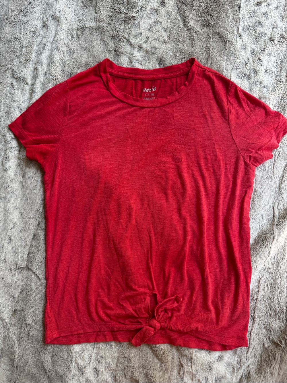 aerie Red Hem-Tie Crewneck Tee